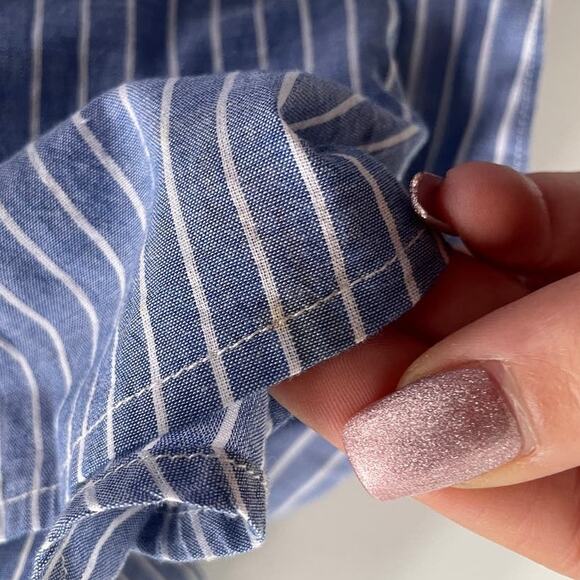 Rails‎ Top Womens Small Blue Mimi Maldives Stripe Button Down Bow Neck Blouse - Picture 9 of 9
